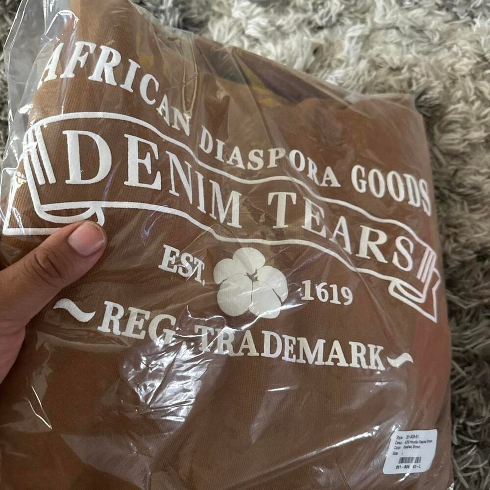 Denim tears ADG hoodie in Washed brown (LARGE)